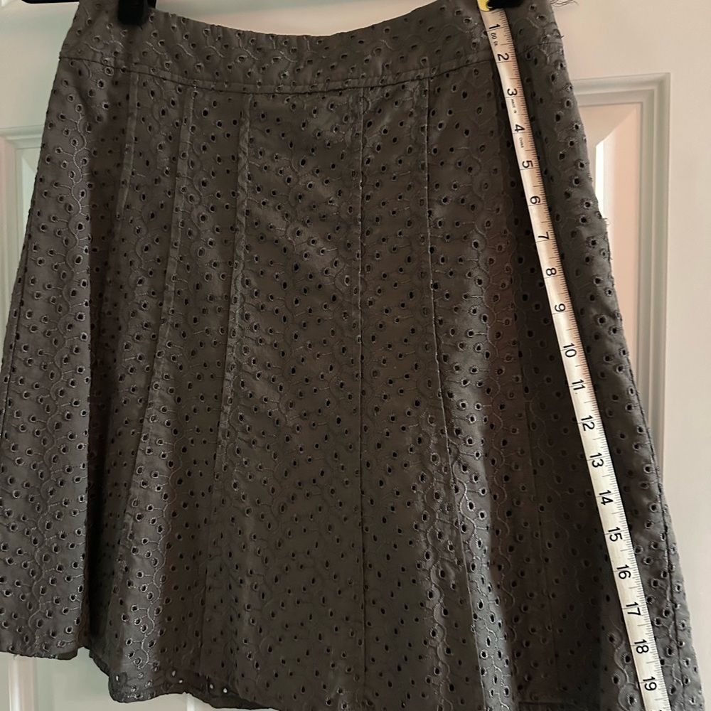 Ann Taylor Elegant Gray Eyelet Skirt